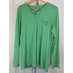 COSABELLA Henley Long Sleeve Tee Pajama Top Pima Cotton Modal Green Size M